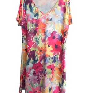 Vibrant Floral V-Neck Tunic